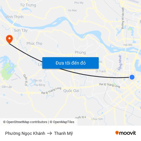 Phường Ngọc Khánh to Thanh Mỹ map