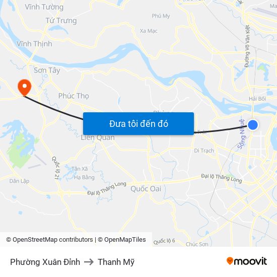 Phường Xuân Đỉnh to Thanh Mỹ map