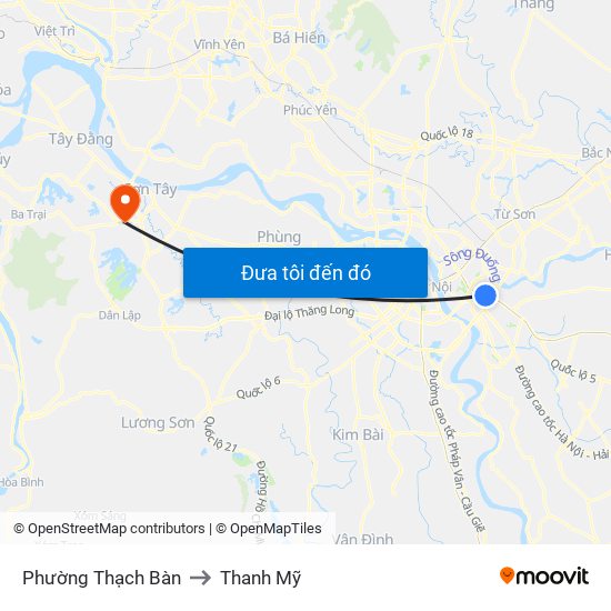 Phường Thạch Bàn to Thanh Mỹ map