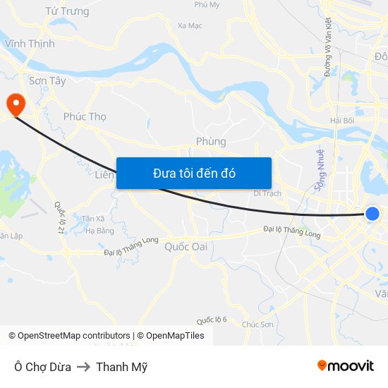 Ô Chợ Dừa to Thanh Mỹ map