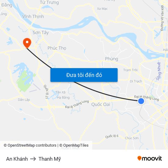 An Khánh to Thanh Mỹ map