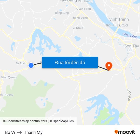 Ba Vì to Thanh Mỹ map