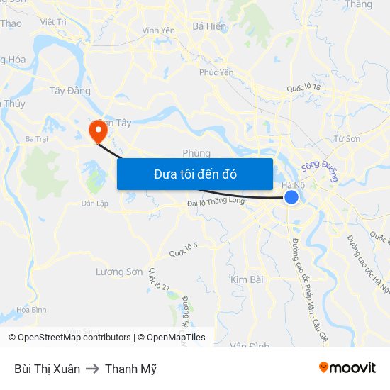 Bùi Thị Xuân to Thanh Mỹ map
