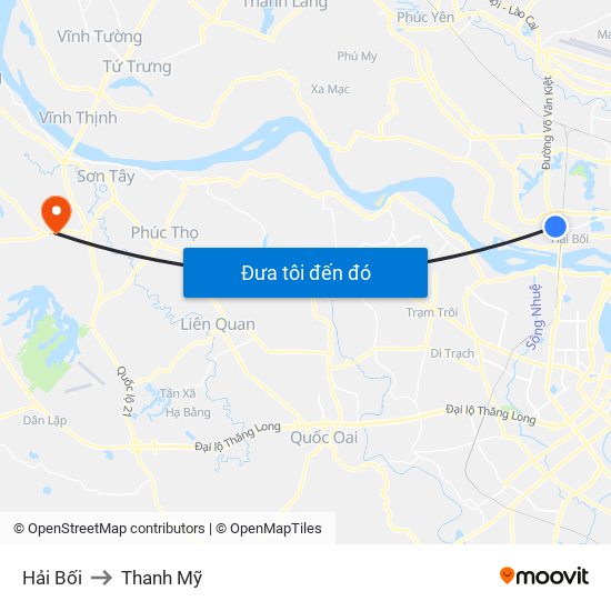 Hải Bối to Thanh Mỹ map