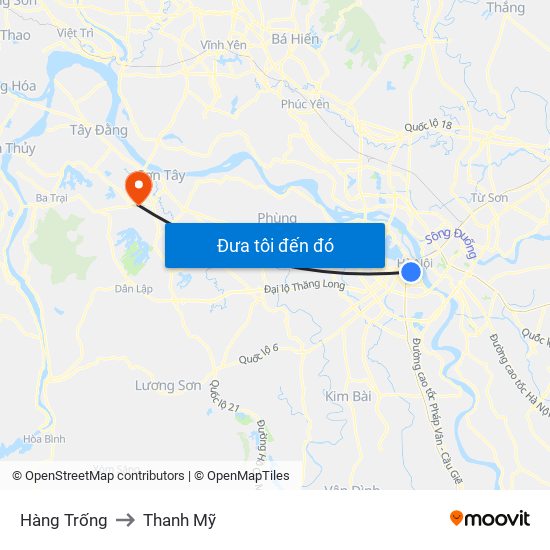 Hàng Trống to Thanh Mỹ map