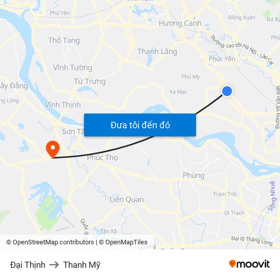 Đại Thịnh to Thanh Mỹ map