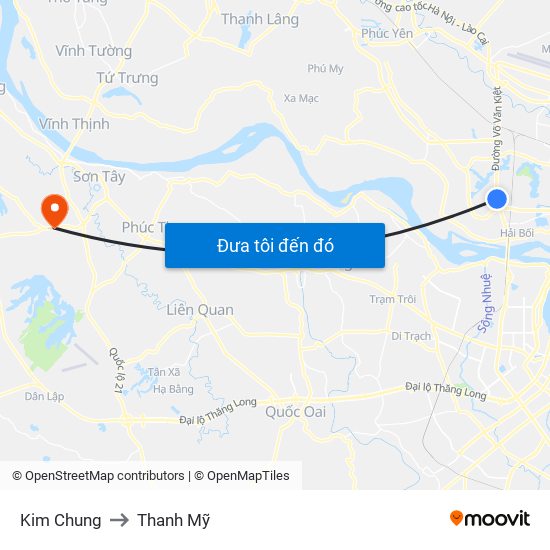 Kim Chung to Thanh Mỹ map