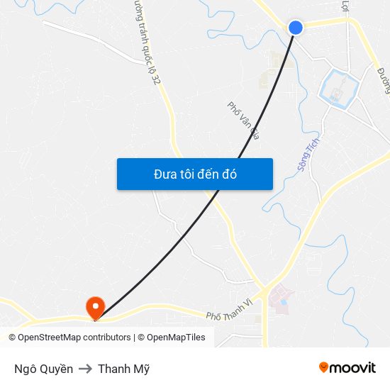 Ngô Quyền to Thanh Mỹ map