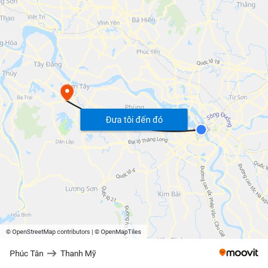 Phúc Tân to Thanh Mỹ map
