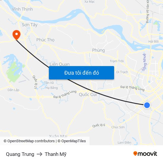 Quang Trung to Thanh Mỹ map