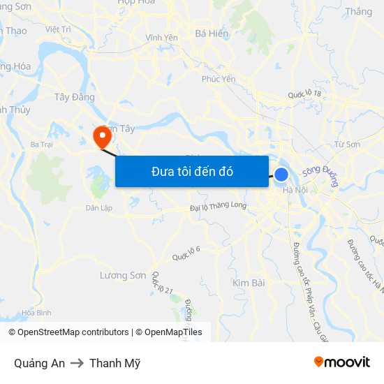 Quảng An to Thanh Mỹ map