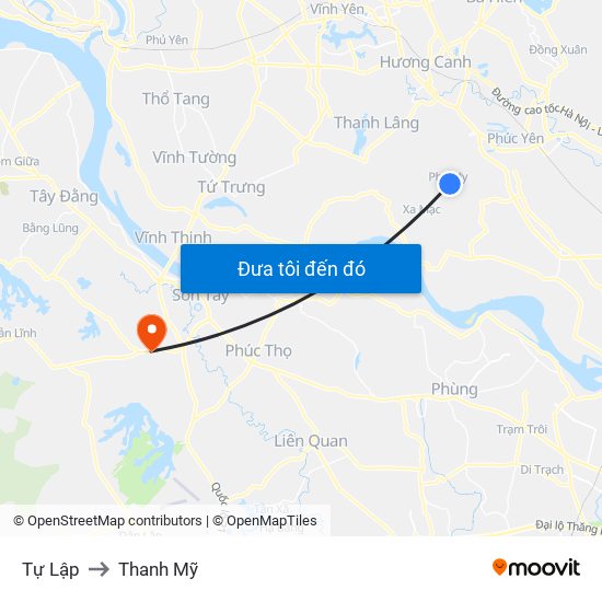 Tự Lập to Thanh Mỹ map