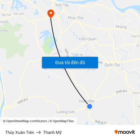 Thủy Xuân Tiên to Thanh Mỹ map