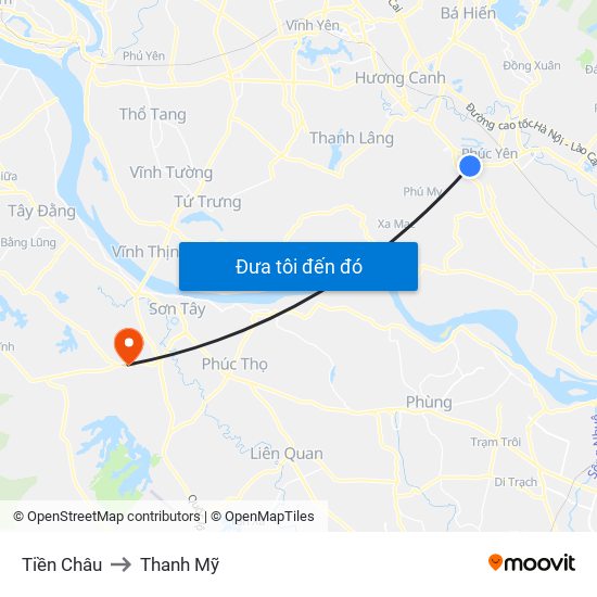 Tiền Châu to Thanh Mỹ map
