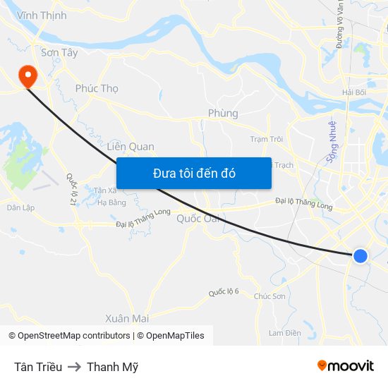 Tân Triều to Thanh Mỹ map