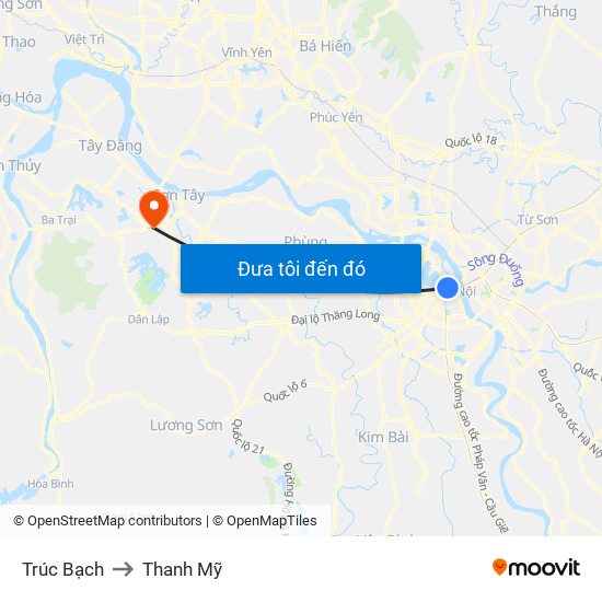 Trúc Bạch to Thanh Mỹ map