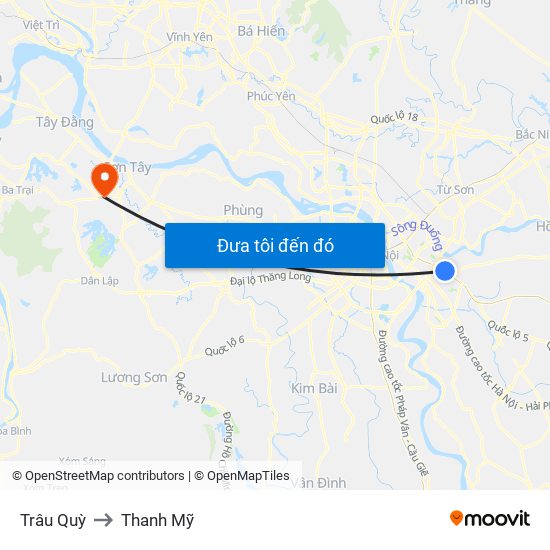 Trâu Quỳ to Thanh Mỹ map