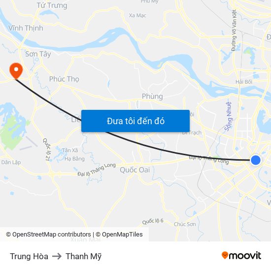 Trung Hòa to Thanh Mỹ map