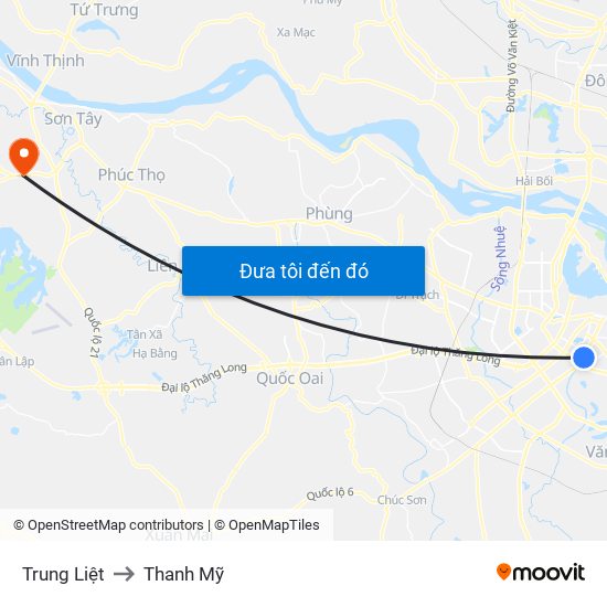 Trung Liệt to Thanh Mỹ map
