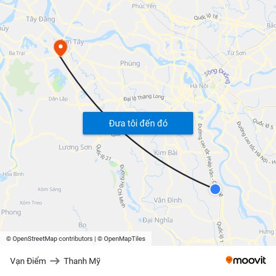 Vạn Điểm to Thanh Mỹ map