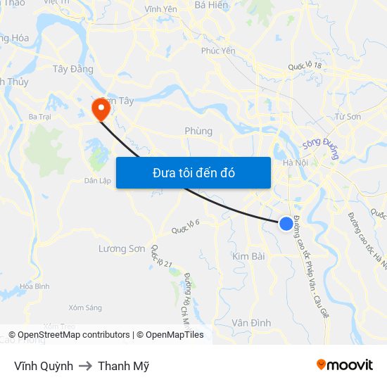 Vĩnh Quỳnh to Thanh Mỹ map