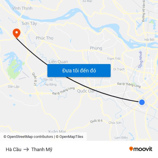 Hà Cầu to Thanh Mỹ map