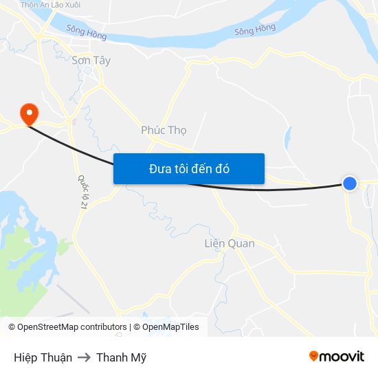 Hiệp Thuận to Thanh Mỹ map