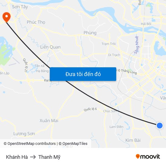 Khánh Hà to Thanh Mỹ map