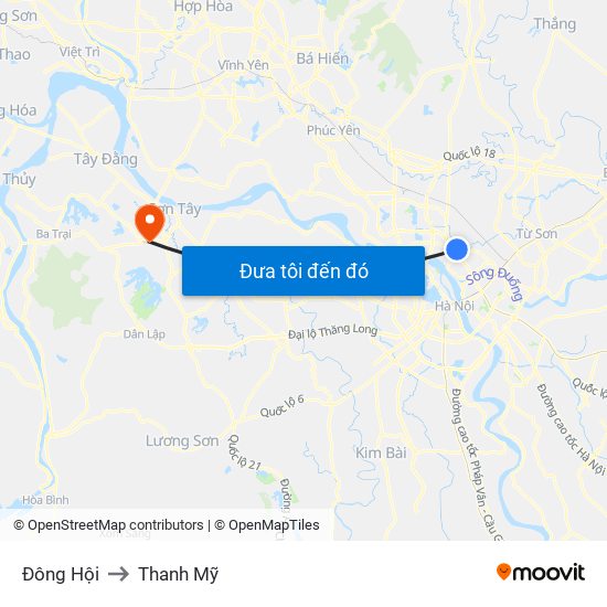 Đông Hội to Thanh Mỹ map