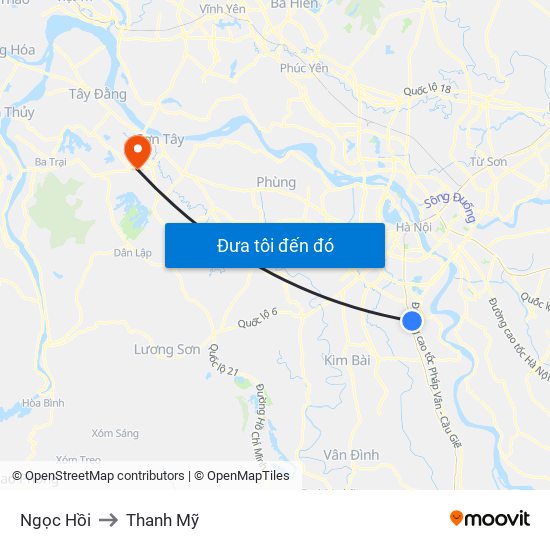 Ngọc Hồi to Thanh Mỹ map