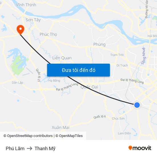 Phú Lãm to Thanh Mỹ map