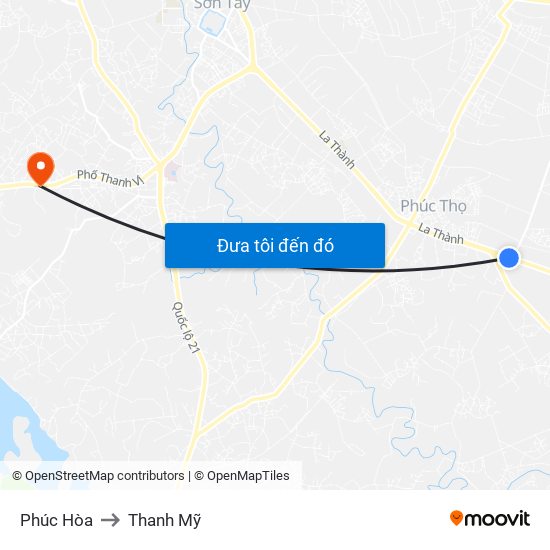 Phúc Hòa to Thanh Mỹ map