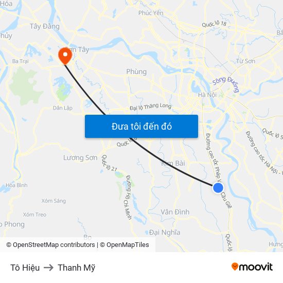 Tô Hiệu to Thanh Mỹ map