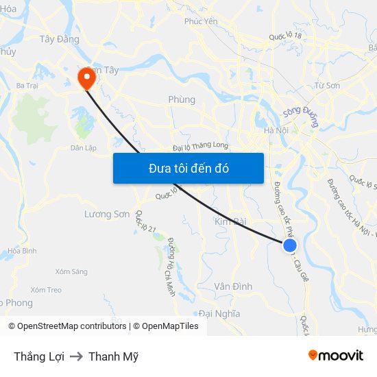 Thắng Lợi to Thanh Mỹ map