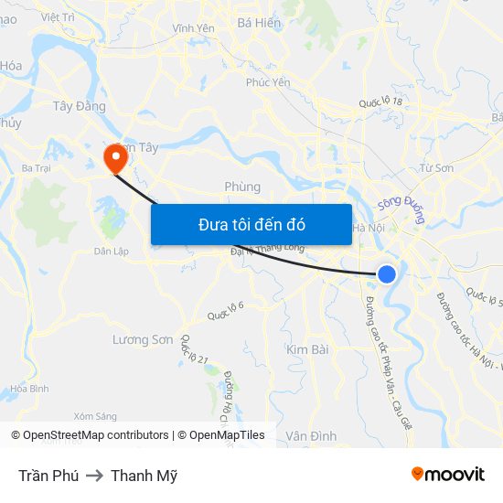 Trần Phú to Thanh Mỹ map