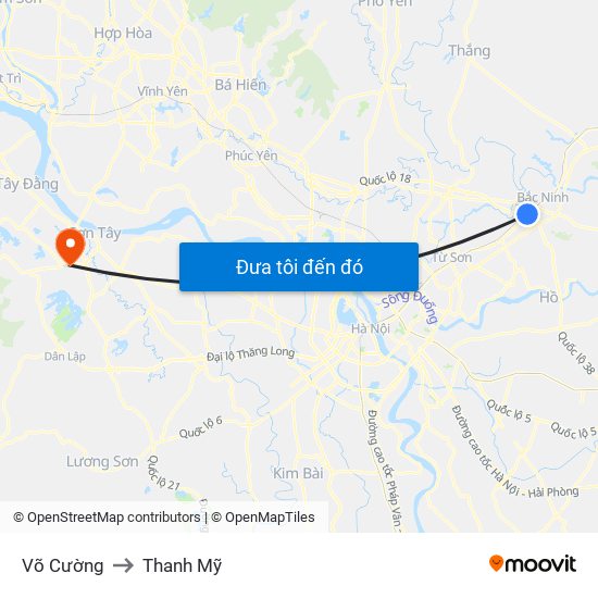 Võ Cường to Thanh Mỹ map
