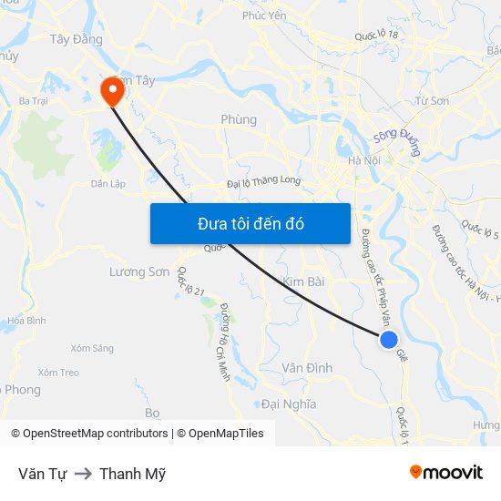 Văn Tự to Thanh Mỹ map