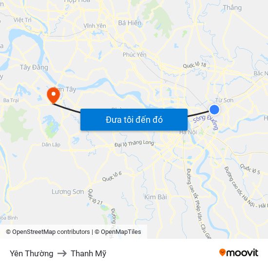 Yên Thường to Thanh Mỹ map