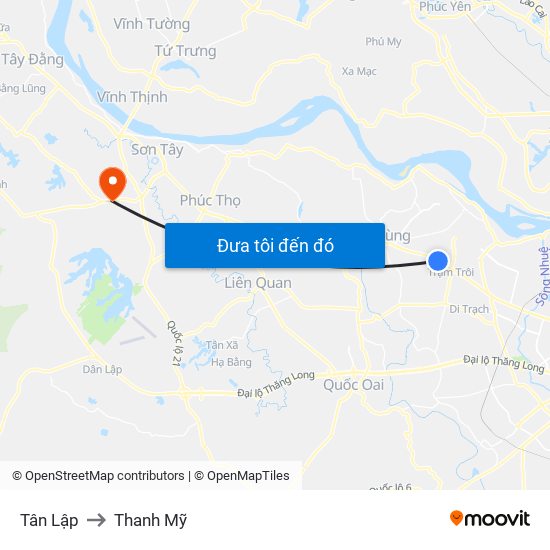 Tân Lập to Thanh Mỹ map