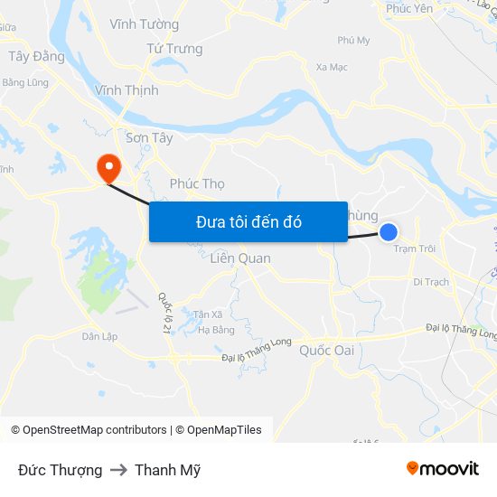 Đức Thượng to Thanh Mỹ map