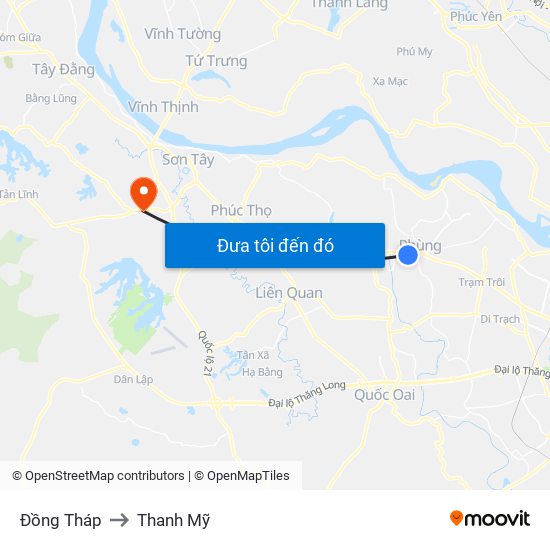 Đồng Tháp to Thanh Mỹ map