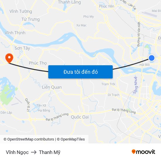 Vĩnh Ngọc to Thanh Mỹ map