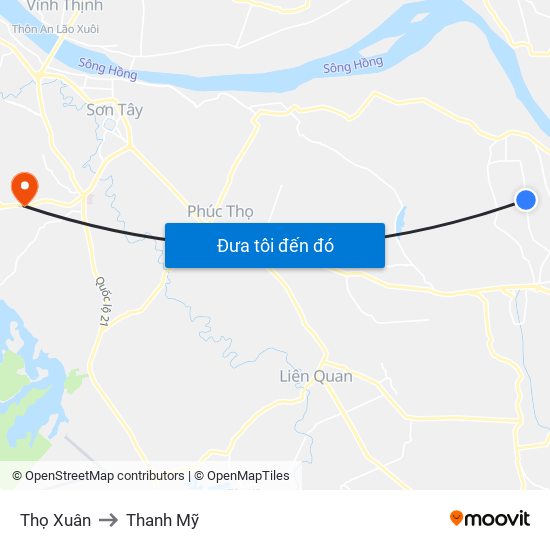 Thọ Xuân to Thanh Mỹ map