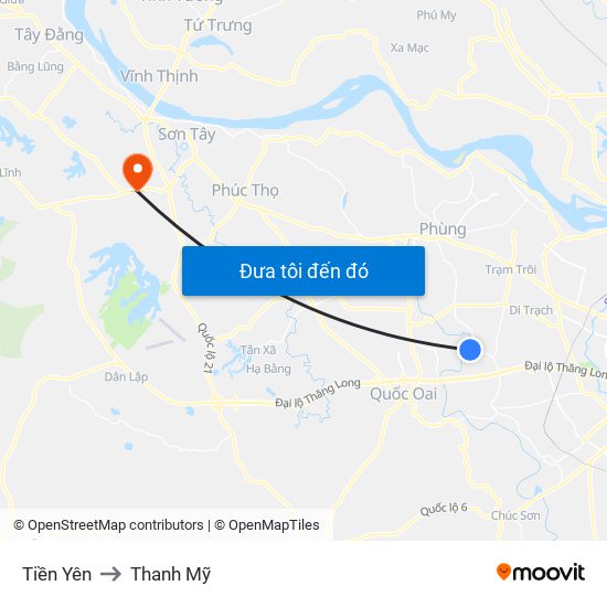 Tiền Yên to Thanh Mỹ map