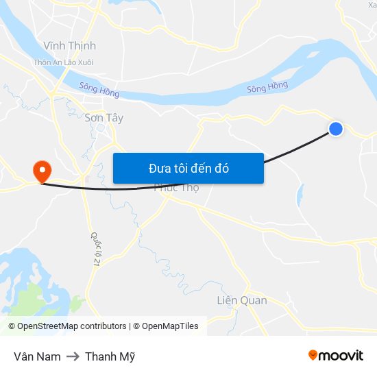 Vân Nam to Thanh Mỹ map