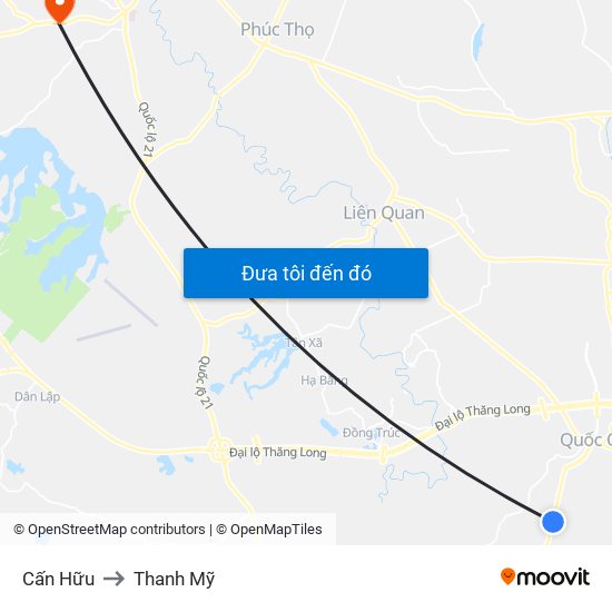 Cấn Hữu to Thanh Mỹ map