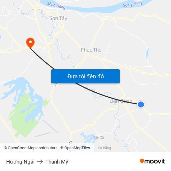 Hương Ngải to Thanh Mỹ map