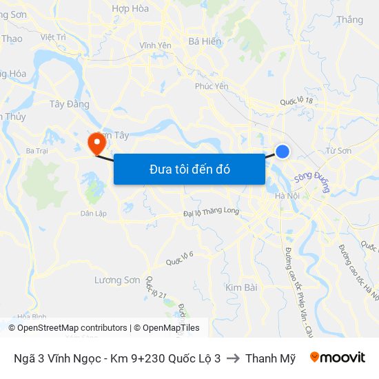 Ngã 3 Vĩnh Ngọc - Km 9+230 Quốc Lộ 3 to Thanh Mỹ map
