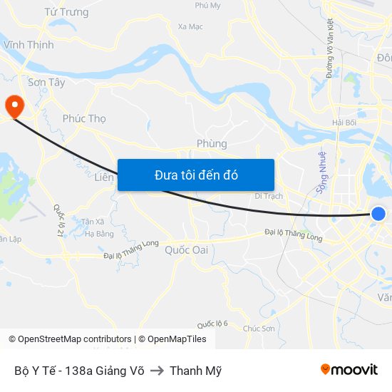 Bộ Y Tế - 138a Giảng Võ to Thanh Mỹ map