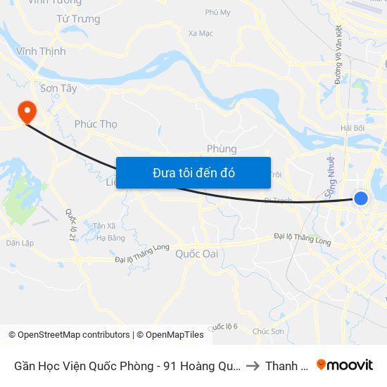 Gần Học Viện Quốc Phòng - 91 Hoàng Quốc Việt to Thanh Mỹ map